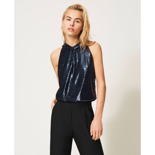 6. Sequined jumpsuit Blue-black Twin Set