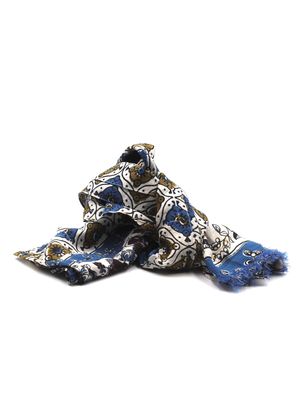 Senna patterned scarf in silk and cotton Blue fantasy Ordi.to