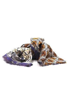 Senna patterned scarf in silk and cotton Yellow fantasy Ordi.to