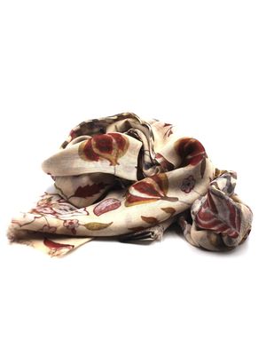 Angara patterned scarf in silk and cotton Beige and brown fantasy Ordi.to