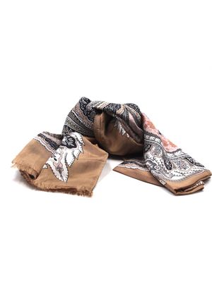 Enisey patterned silk scarf Mastic fantasy Ordi.to