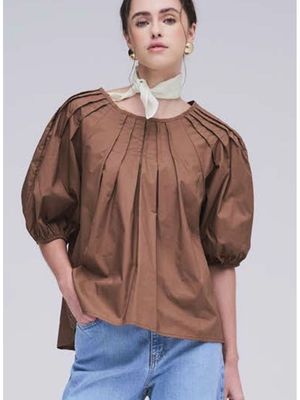 Runna Elbow Sleeve Blouse Chocolate H2O