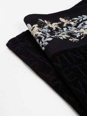 Beach towel with floral trimmings Black Twin Set