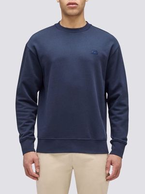 4. Crewneck sweatshirt with embroidered logo Navy Sundek m413jhf8900