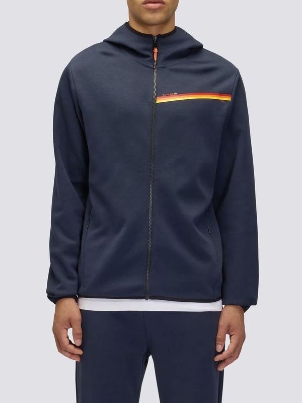 1. FELPA FULL ZIP CON DETTAGLIO TRICOLORE Navy Sundek m408jhil400