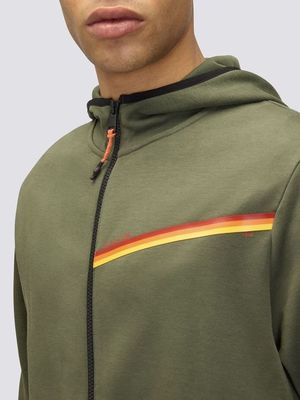 2. FULL ZIP SWEATSHIRT WITH TRICOLOR DETAIL Dark ar.green Sundek m407jhil400