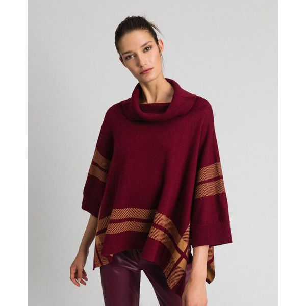 2. Poncho Bordeaux Twin Set 192li3zaa