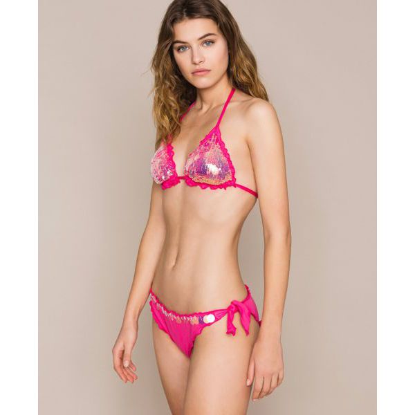 3. Triangolo mare paillettes Shocking pink Twin Set 201lmma22