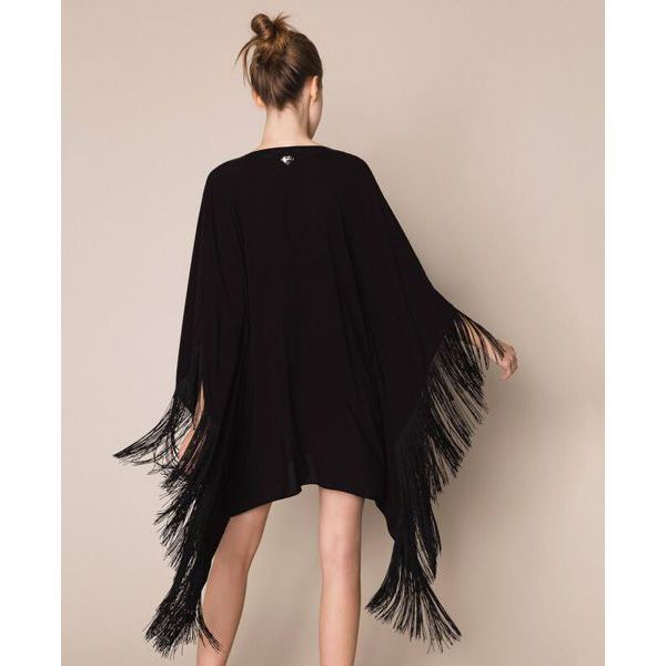 5. Poncho frange Nero Twin Set 201lb2cll