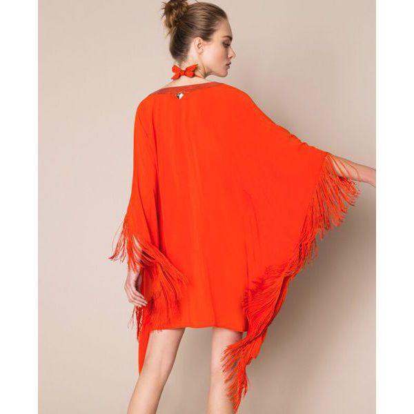 4. Poncho frange Arancio Twin Set 201lb2cll